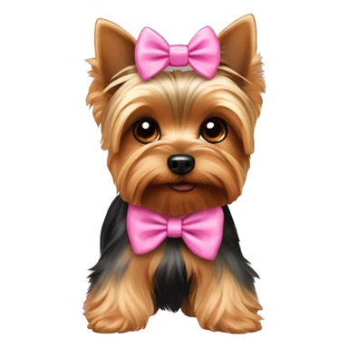 A yorkie wearing a pink bow sticker