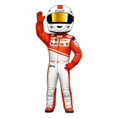 Michael Schumacher Ferrari racing suit waving sticker