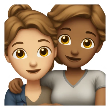 2 brown haired women hugging  sticker