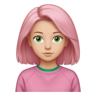  Una donna con una felpa semplice rosa, senza cappuccio,poi i capelli sono lunghi fino alle spalle marroni chiaro,gli occhi sono verdi  sticker