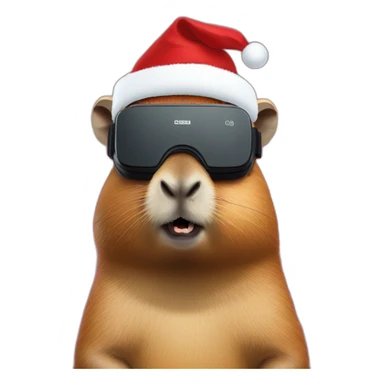 full body capybara in vr headset christmas sticker