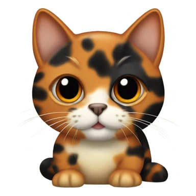 A tortoise shell cat that is missing one of its ears sticker