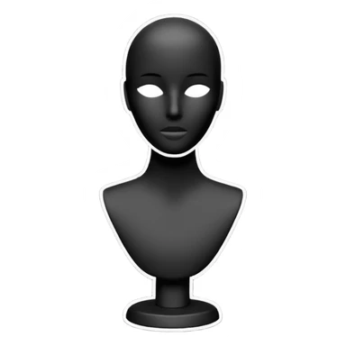 Minimalistic flat vector icon, iOS style, thin black contour on white background. Matte black mannequin in front of in 3D monochrome style. skulpt sticker