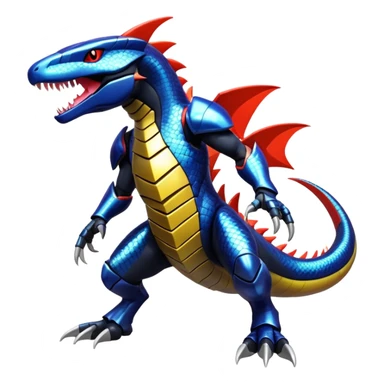 Shiny Exotic Colorful epic Salandit-Garchomp-Genesect-Miraidon-Koraidon-Fakémon-hybrid-creature (full body)  sticker