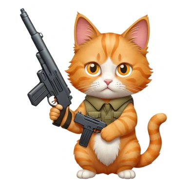 Cat with gun  sticker