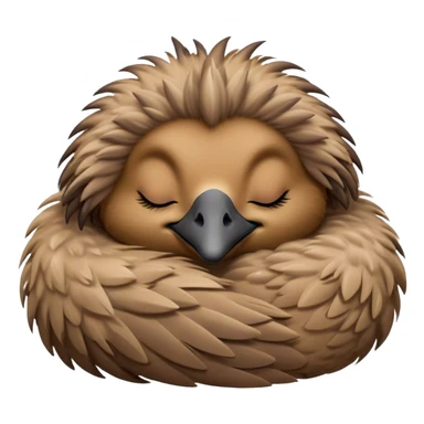 Meme-Worthy Cute Sleeping Emu Portrait Emoji, Head resting peacefully with a contented smile, showcasing a tall, graceful build and a luxuriously soft brown plumage, eyes shut in a serene, restful nap, Simplified yet hilariously adorable features, highly detailed, glowing with a soft, drowsy light, high shine, relaxed and utterly lovable, stylized with an air of playful laziness, bright and heartwarming, soft glowing outline, capturing the essence of a comically sleepy emu, so meme‐worthy it feels like it could instantly become the next viral sensation of adorable slumber! sticker