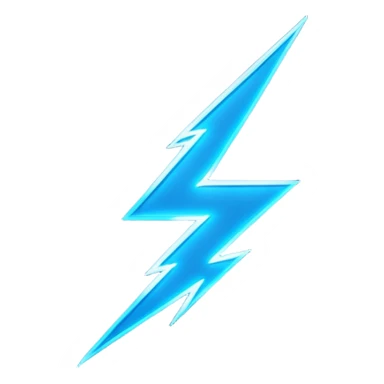 minimalistic 3d blue neon glowing transparent lightning ⚡️✨ sticker