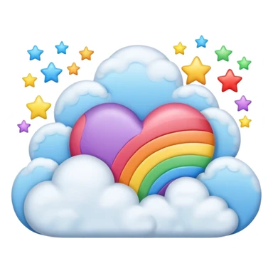 Rainbow heart with clouds and stars and sleeping sticker
