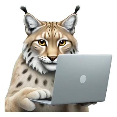 A lynx with a laptop sticker