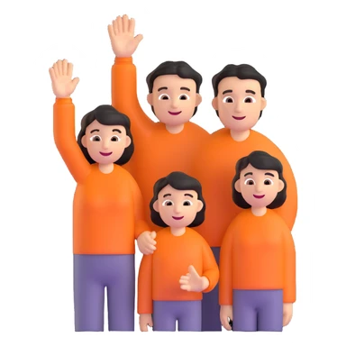 two parents waving sticker