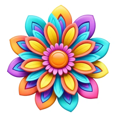 3D, ultra detailed Psychedelic colored flower power sign sticker