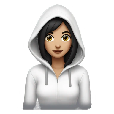 Girl in white hoodie with black hair and eyeliner  sticker