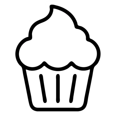 cupcake with pink icing outlined icon sticker