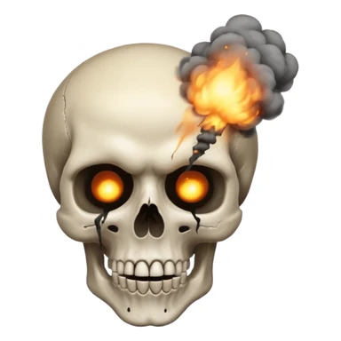 Combine this three emojis 💀🤯💨 where the head should be blasted like 2nd emoji and smoke should come out like third emoji and the reaction should be like this emoji 😨 sticker
