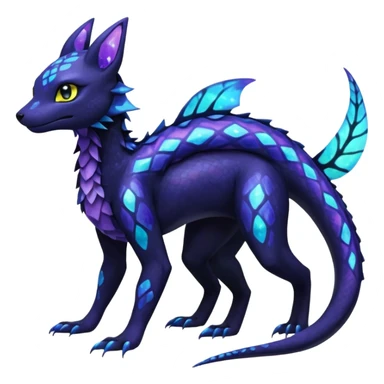 L Scaley Exotic Salandit-Aurorus-Umbreon-Fakémon-hybrid-creature (full body), 4 legs sticker
