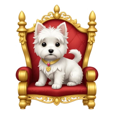a cute west highland terrier sitting on a throne sticker