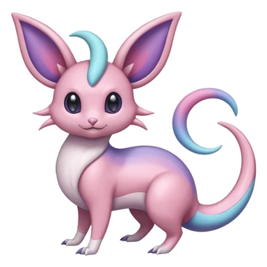 Pastel Colorful Glossy Smooth Soft Shiny Celestial Crescent Lunar Shiny Glossy Lumine Stellar Rattata-Cresselia-Milotic-Sylveon-Lunala-Noibat-Espeon-Purrloin-Fakemon-hybrid-creature (full body) sticker