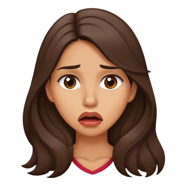 Worried brunette tan and long hair biting lip sticker