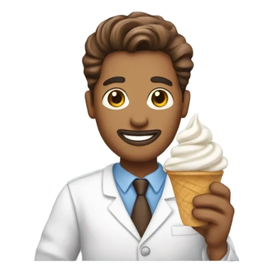 A man holding a bowl of brown soft serve sticker