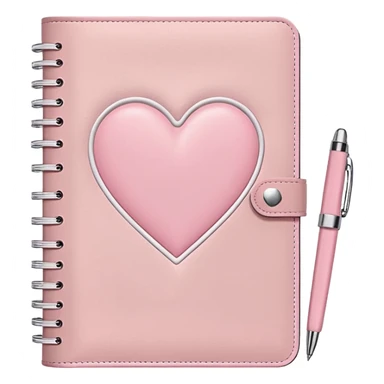 Aesthetic romantic soft aesthetic pastel light pink note journal book with a white heart motive on it + a pink pen next to it sticker