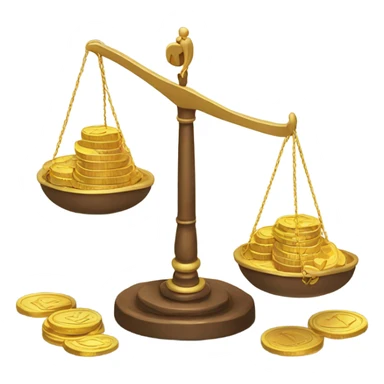 Scales with a heart on one side and coins on the other sticker