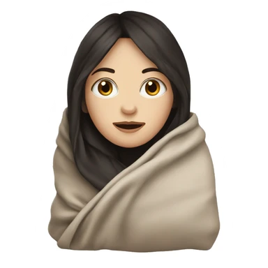 White girl with dark hair inside  a blanket sticker