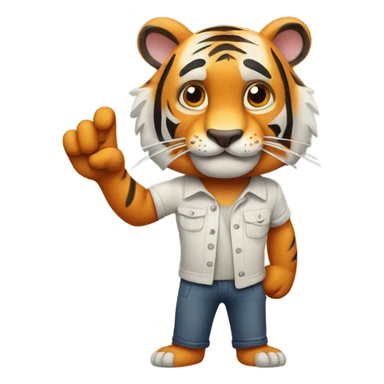 Bengal tiger crossing fingers sticker