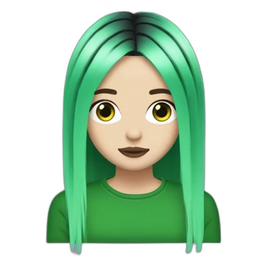 Billie Eilish black and green hair sticker