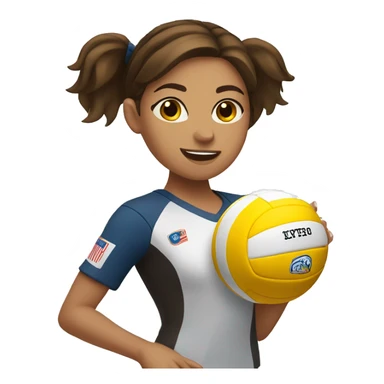 girl with brown hair playing volleyball sticker