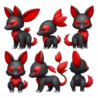 Cute cool black red animal hybrid Fakemon full body sticker