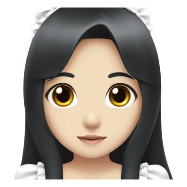 Anime maid with brown eyes, long black hair sticker