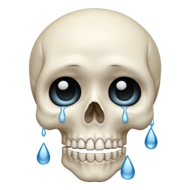 skull emoji with tears, crying expression sticker