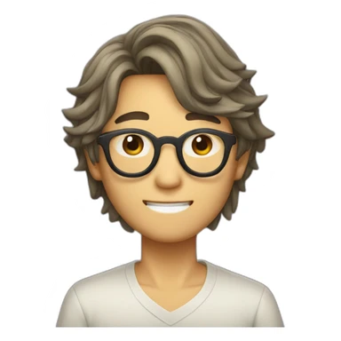 korean guy with curtains hair and glasses sticker