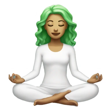 Chakra woman meditating with light skin and green hair sticker