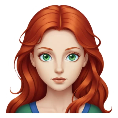 Woman long red hair blue green eyes sticker