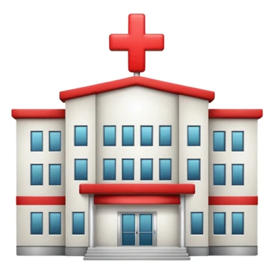 A hospital building with a large red +. In PNG format. sticker