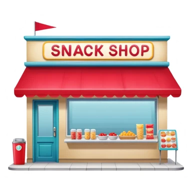 small snack shop, front facing sticker