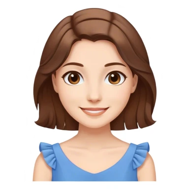 Cinematic Radiant Belle Portrait Emoji, rendered in a realistic, vector style with clean proportions. Show Belle with a warm, welcoming smile, delicate fair skin, and elegantly styled brown hair, wearing her timeless blue dress. The image radiates a soft, enchanting glow, high shine, and is enhanced by a soft glowing outline that accentuates her gentle charm. sticker