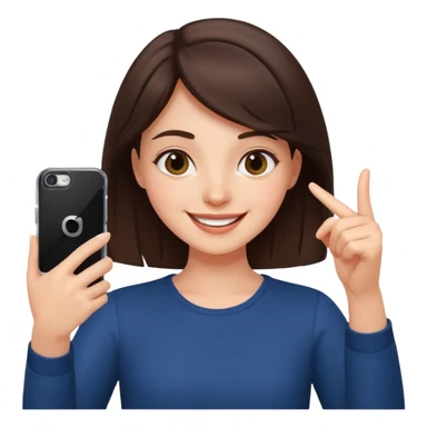 happy and energetic Brunette Girl taking selfie with her phone sticker