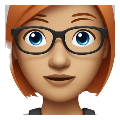 Girl with red straight hair, blue eyes, glasses and a nose ring  sticker