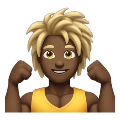 flexing muscles dark skin guy with blonde dreads sticker