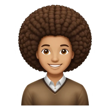 Person with large afro hairstyle, smiling sticker