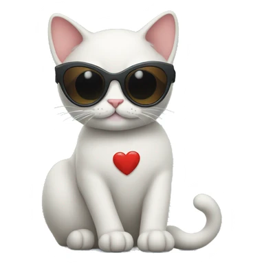 Cat with heart sunglasses sticker