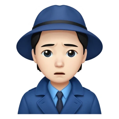 detective, asian, crying, blue  sticker