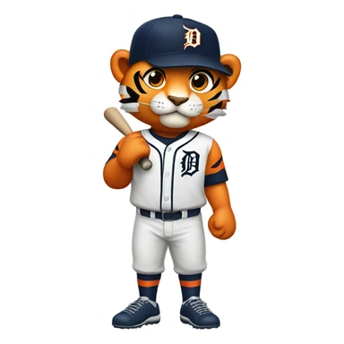 A strong tiger dressed as a Detroit tigers baseball player sticker