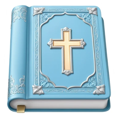 a pastel baby blue and silver bible glowing  sticker