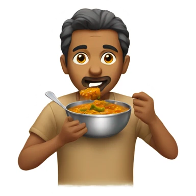 Indian man eating curry  sticker