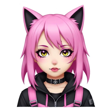 Edgy Kawaii Cute Cool Cartoon Anime Punk Techwear Gothic Catgirl sticker