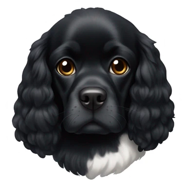 completely black small king spaniel with black fur on his whole face and white fur on chest sticker