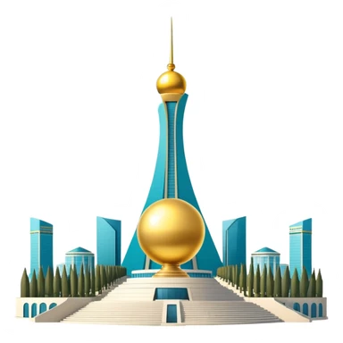 Bayterek Tower, a tall monument with a golden sphere on top, in Astana, Kazakhstan sticker
